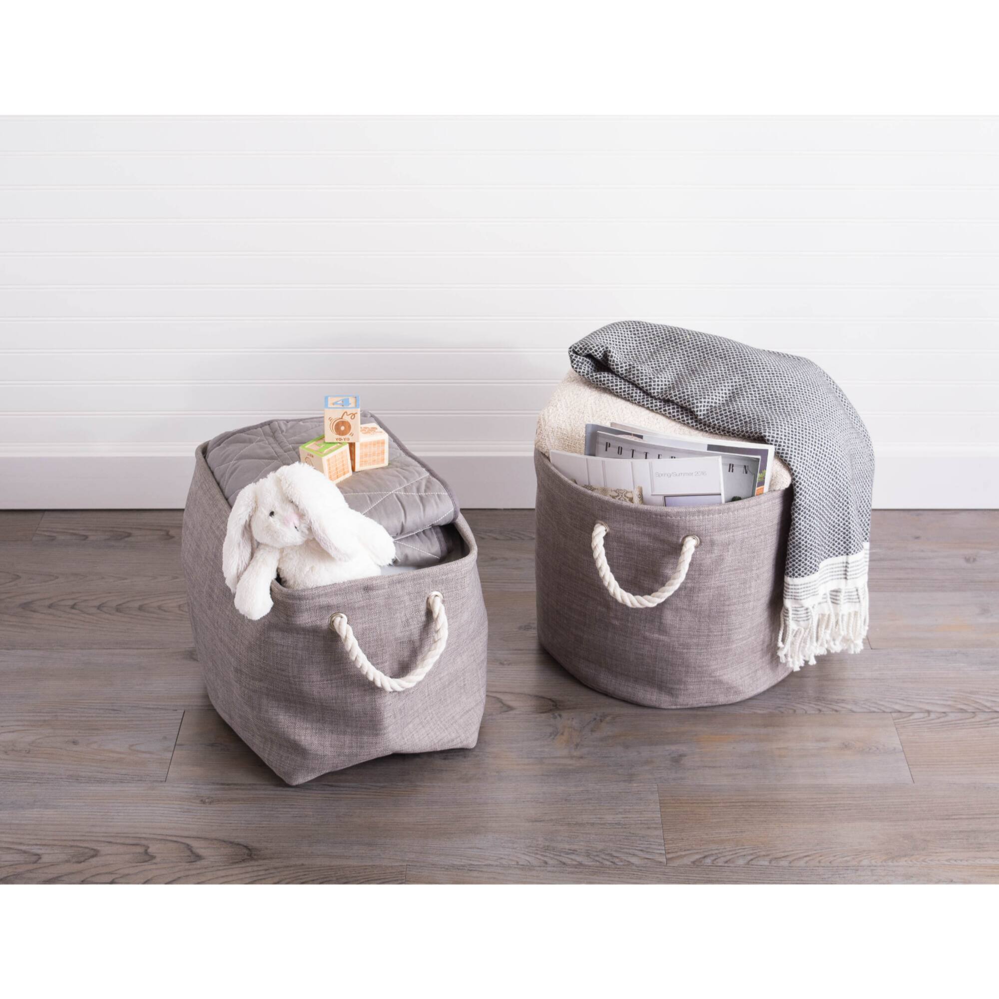 Gray Polyester Variegated Round Bin